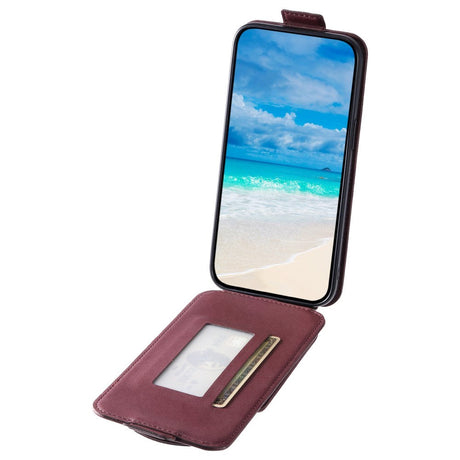 iPhone 12 / 12 Pro Vertical Faux Leather Flip Case with Wallet / Stand Function / Strap - Red