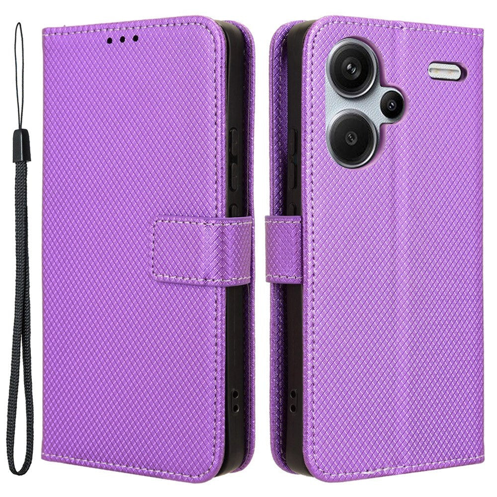 Xiaomi Redmi Note 13 Pro+ (Plus) Leather Flip Case w. Strap & Texture - Purple