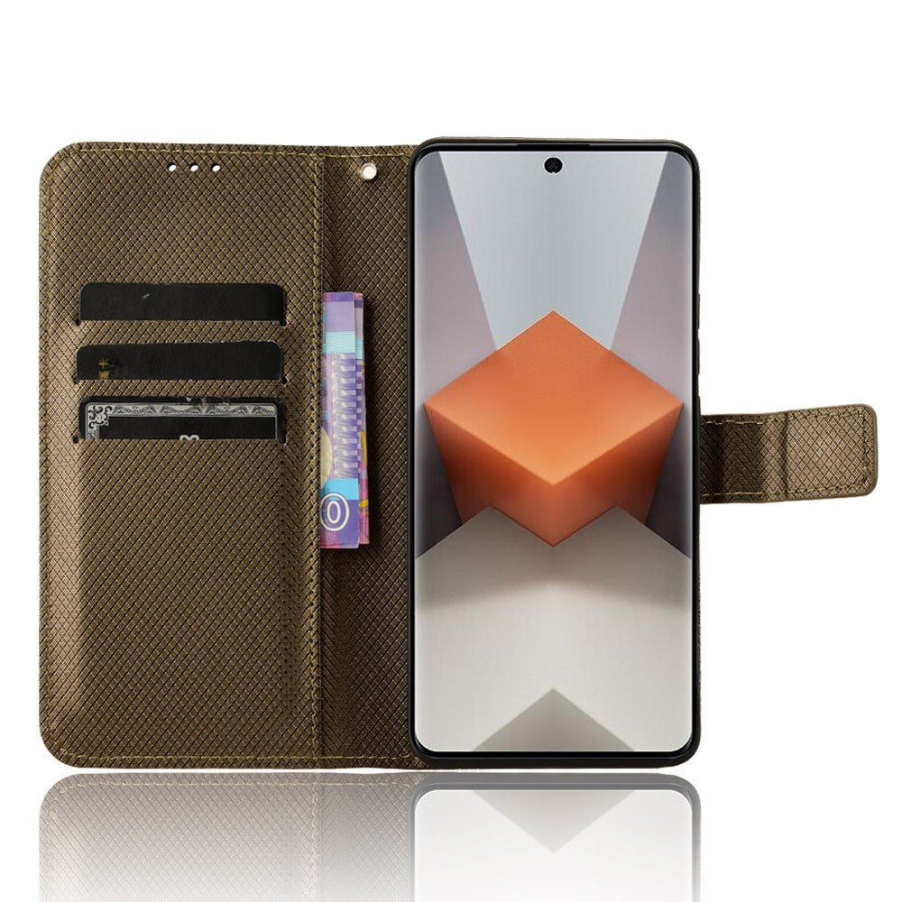 Xiaomi Redmi Note 13 Pro+ (Plus) Leather Flip Case w. Strap & Texture - Brown