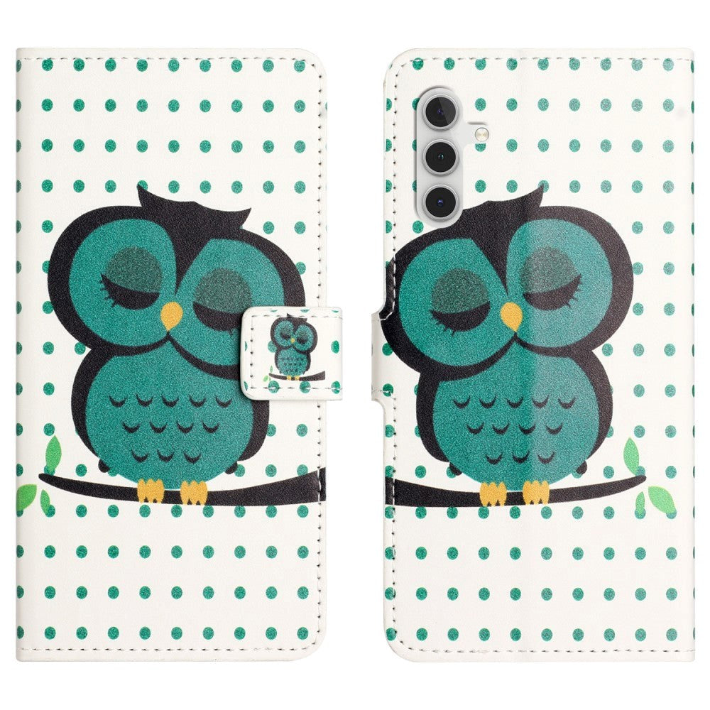 Samsung Galaxy S24 Leather Case w. Wallet & Stand Function - Sleeping Owl