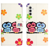 Samsung Galaxy S24 Leather Case w. Wallet & Stand Function - Pair of Owls