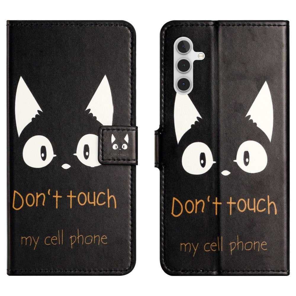 Samsung Galaxy S24 Leather Case w. Wallet & Stand Function - "Don't Touch My Cell Phone"