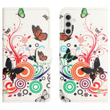 Samsung Galaxy S24 Leather Case w. Wallet & Stand Function - White / Butterflies