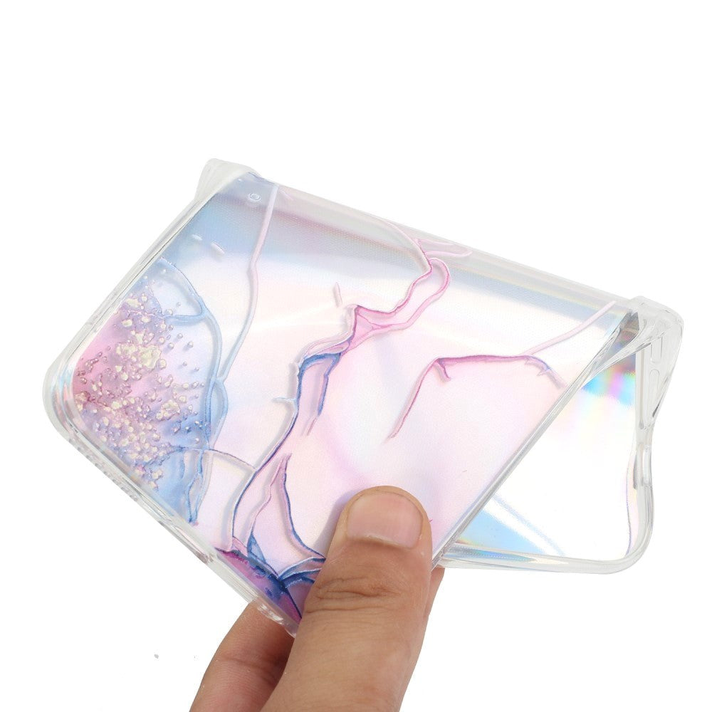 Samsung Galaxy S24 Transparent Plastic Back Cover w. Colorful Marble Pattern - Pink