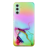 Samsung Galaxy S24 Transparent Plastic Back Cover w. Colorful Marble Pattern - Green