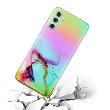 Samsung Galaxy S24 Transparent Plastic Back Cover w. Colorful Marble Pattern - Green