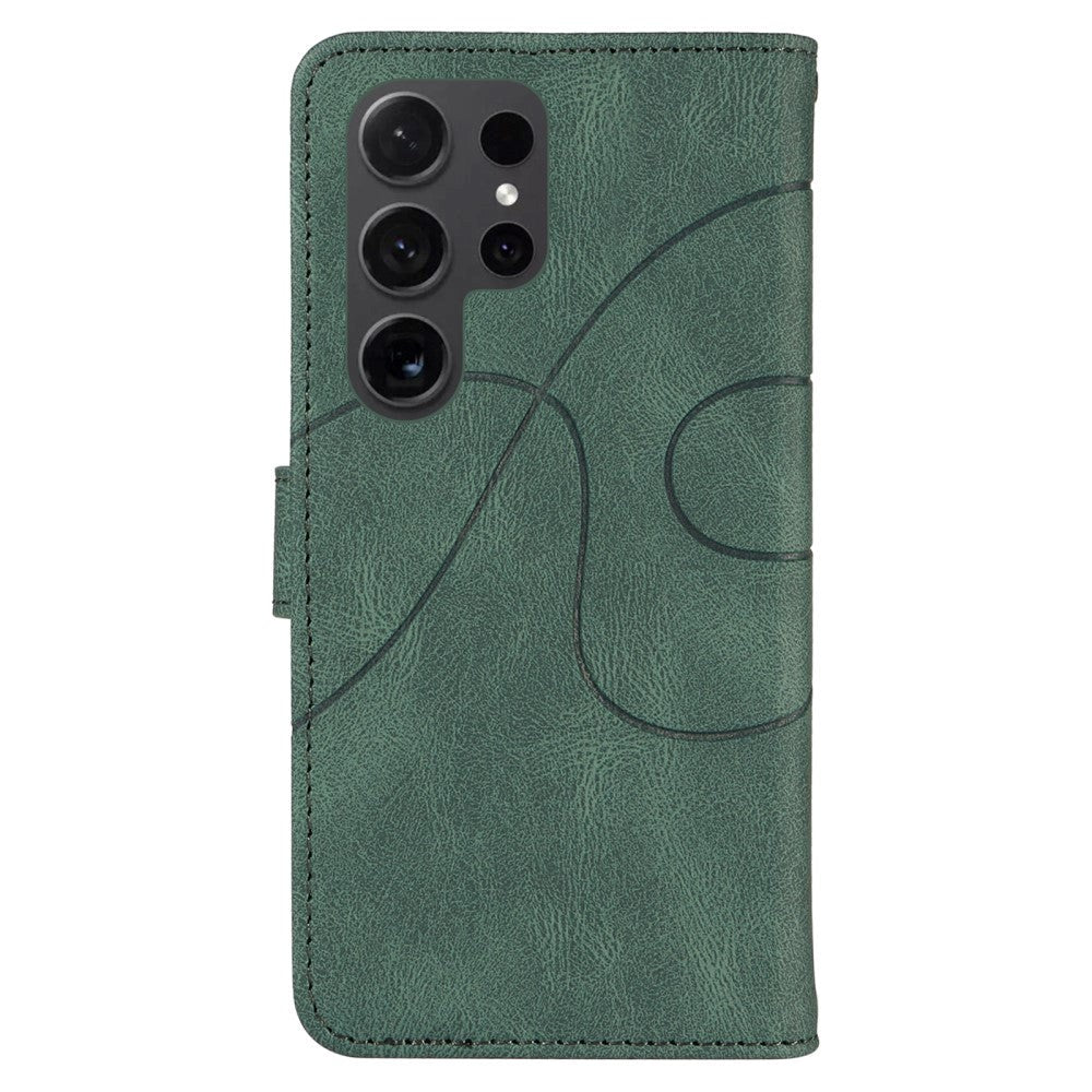 Samsung Galaxy S24 Ultra PU Leather Case with Wallet and Strap - Green