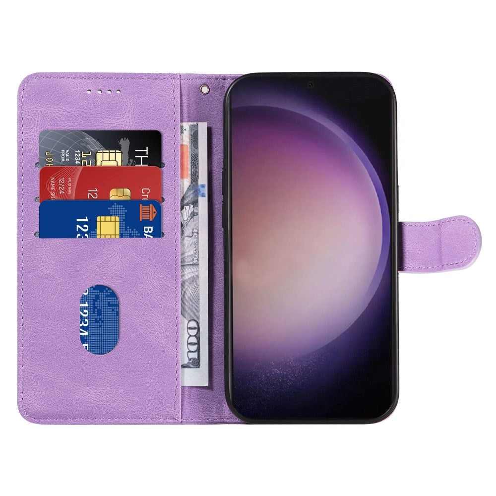 Samsung Galaxy S24 Ultra PU Leather Case with Wallet and Strap - Purple