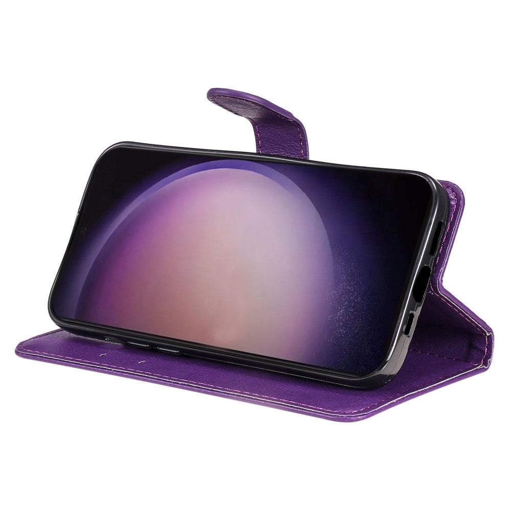 Samsung Galaxy S24 Ultra Leather Flip Case with Wallet and Strap - Purple