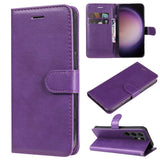 Samsung Galaxy S24 Ultra Leather Flip Case with Wallet and Strap - Purple