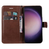 Samsung Galaxy S24 Ultra Leather Flip Case with Wallet and Strap - Brown