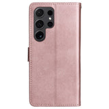 Samsung Galaxy S24 Ultra Leather Flip Case with Wallet and Strap - Rose Gold