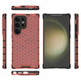 Samsung Galaxy S24 Ultra Hybrid Case - Honeycomb Red