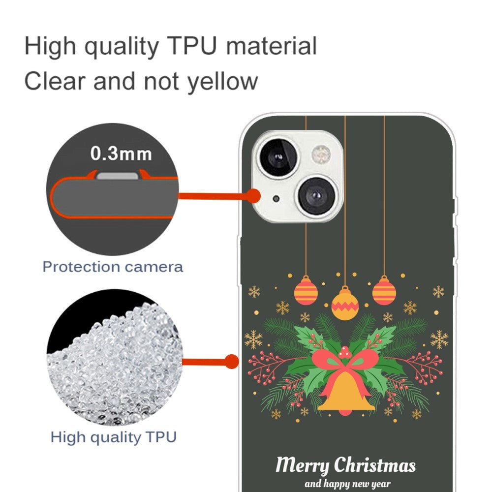 iPhone 15 Plus Flexible Plastic Christmas Case - Merry Christmas - Christmas Wreath and Christmas Bell