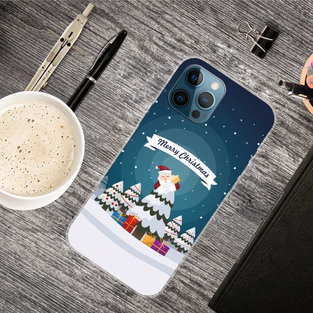 iPhone 15 Pro Flexible Plastic Christmas Case - Merry Christmas - Santa Claus in the Christmas Tree