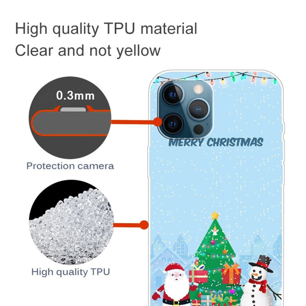 iPhone 15 Pro Flexible Plastic Christmas Case - Merry Christmas - Santa Claus and Snowman