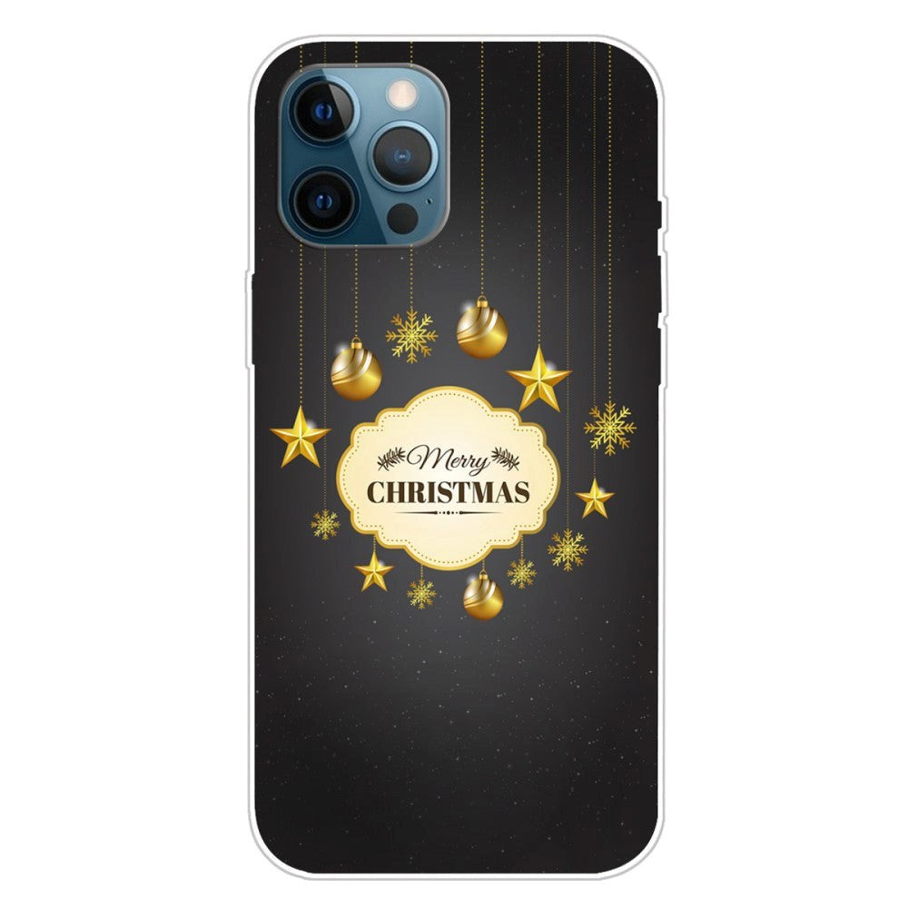 iPhone 15 Pro Flexible Plastic Christmas Case - Merry Christmas - Gold Decorations