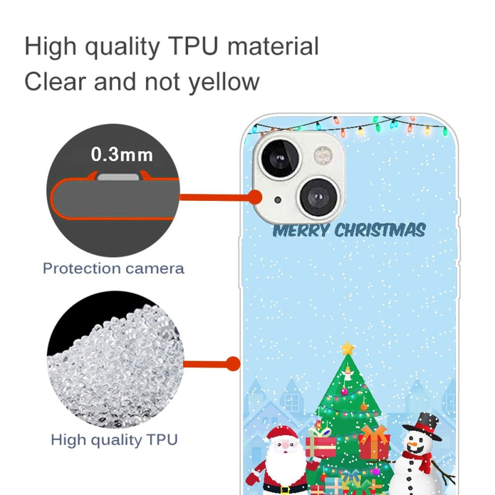 iPhone 15 Flexible Plastic Christmas Case - Merry Christmas - Santa Claus and Snowman