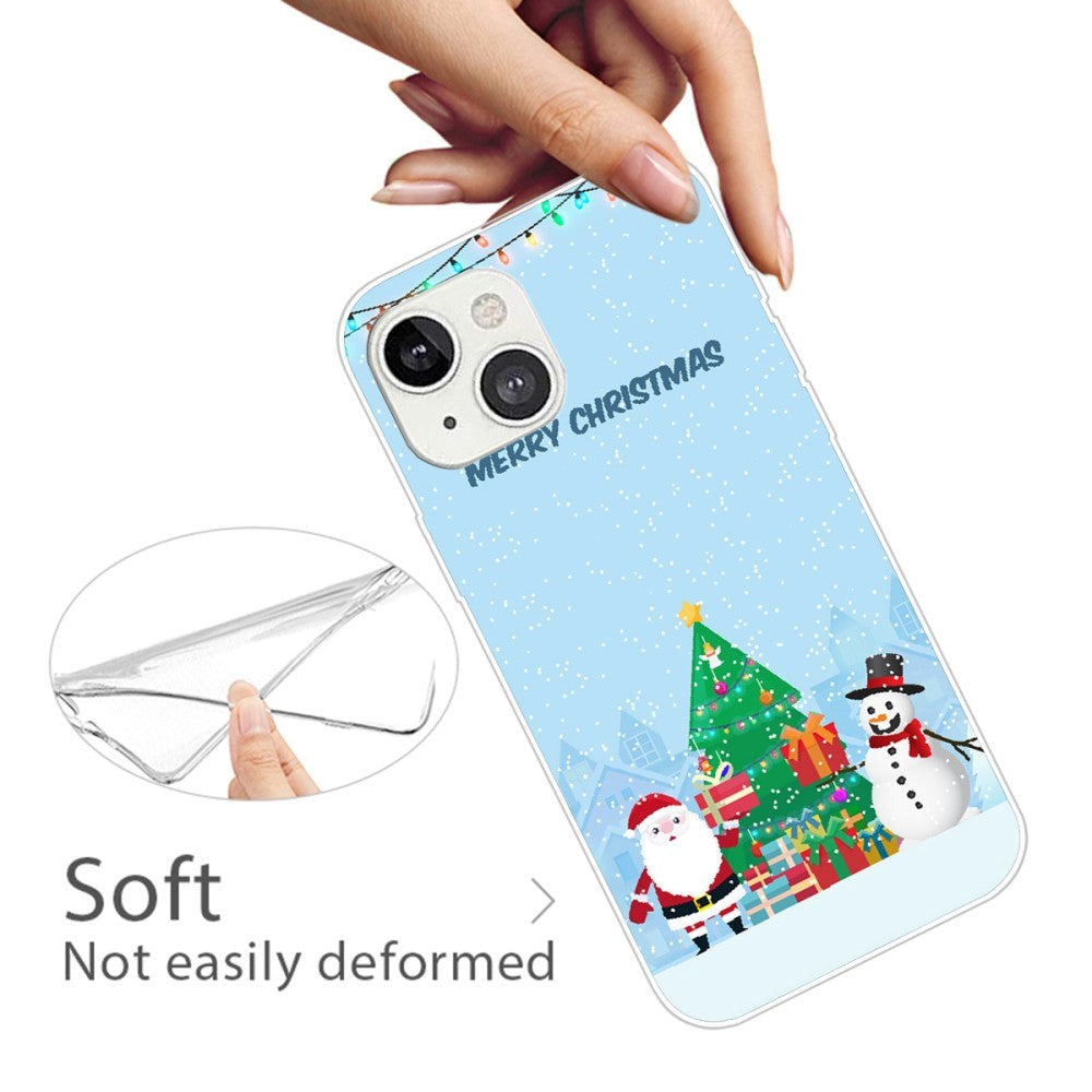 iPhone 15 Flexible Plastic Christmas Case - Merry Christmas - Santa Claus and Snowman