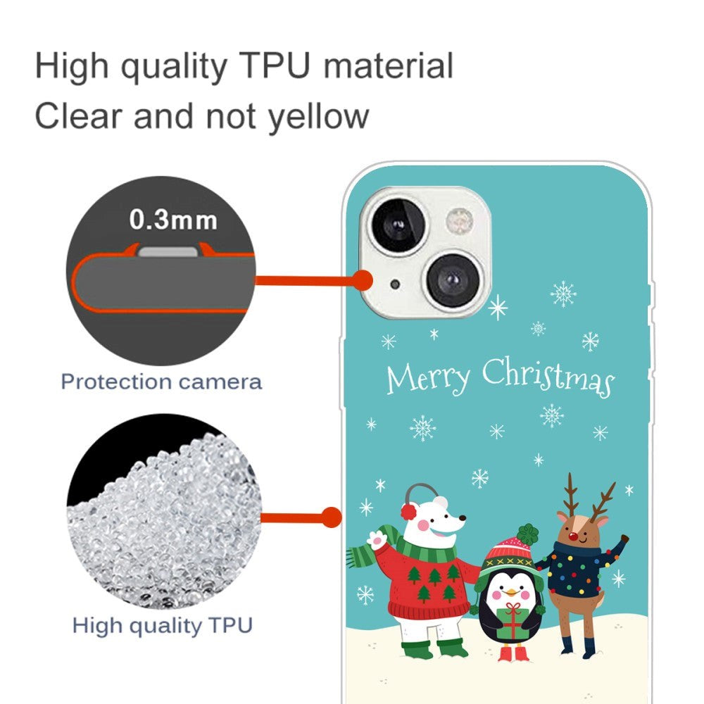 iPhone 15 Flexible Plastic Christmas Case - Merry Christmas - Friends in the Snow