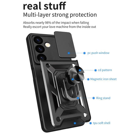 Samsung Galaxy S24 Tough Case w. Magnetic Kickstand & Cam Slider - Black