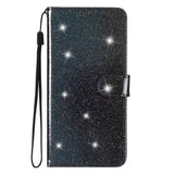 Samsung Galaxy S24+ (Plus) Leather Case with Wallet and Strap - Glitter - Black