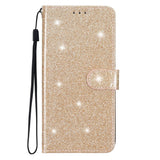 Samsung Galaxy S24+ (Plus) Leather Case with Wallet and Strap - Glitter - Gold