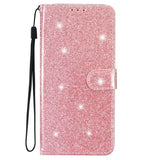 Samsung Galaxy S24+ (Plus) Leather Case with Wallet and Strap - Glitter - Rose Gold