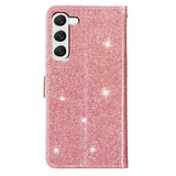 Samsung Galaxy S24+ (Plus) Leather Case with Wallet and Strap - Glitter - Rose Gold