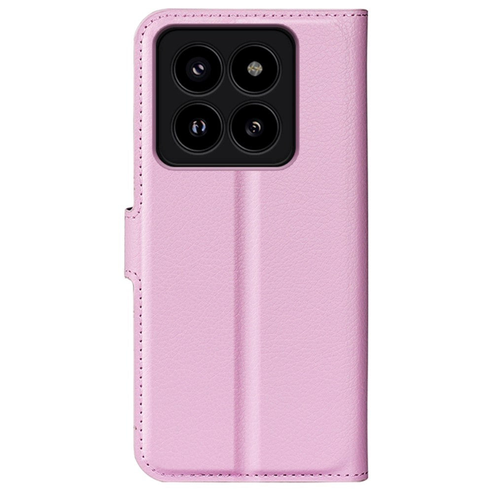 Xiaomi 14 Pro Faux Leather Case w. Wallet & Stand Function - Light Pink