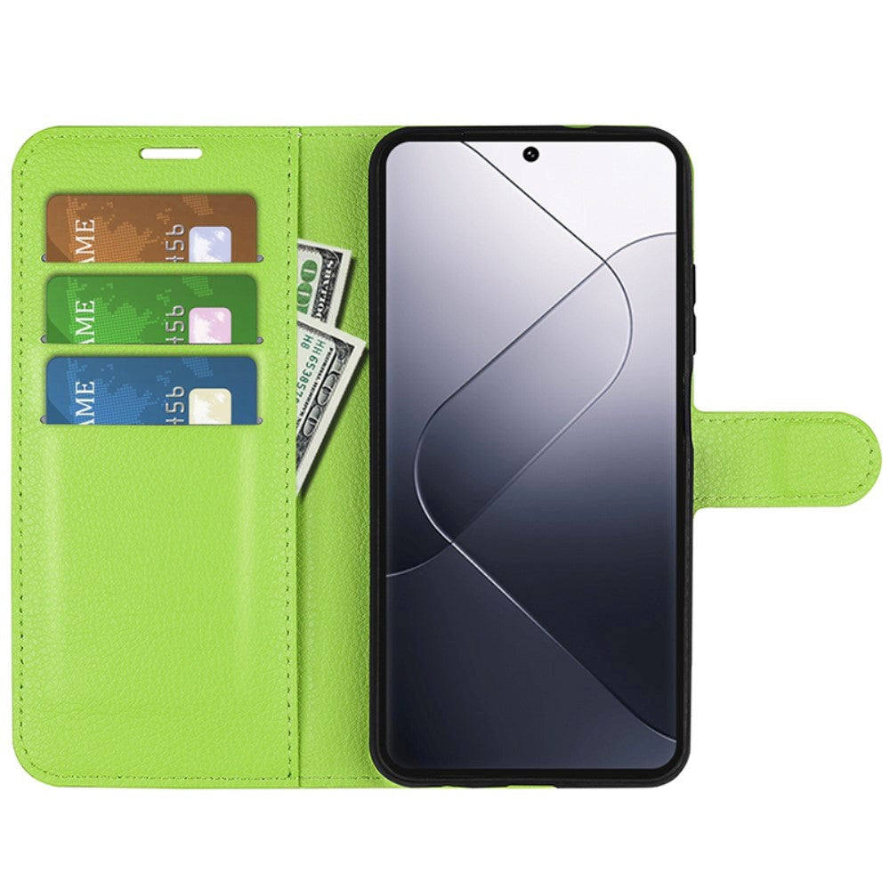 Xiaomi 14 Pro Faux Leather Case w. Wallet & Stand Function - Green