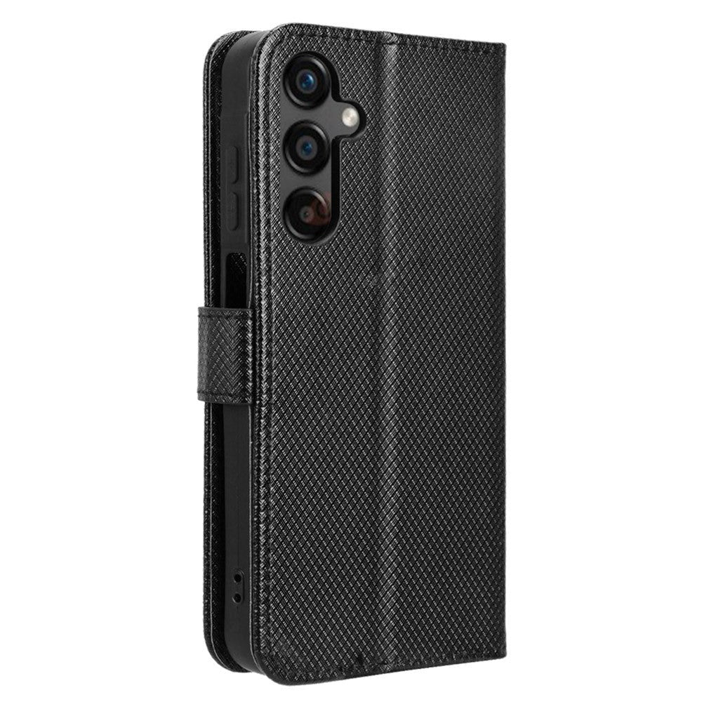 Samsung Galaxy A25 (5G) Leather Flip Case w. Strap & Texture - Black