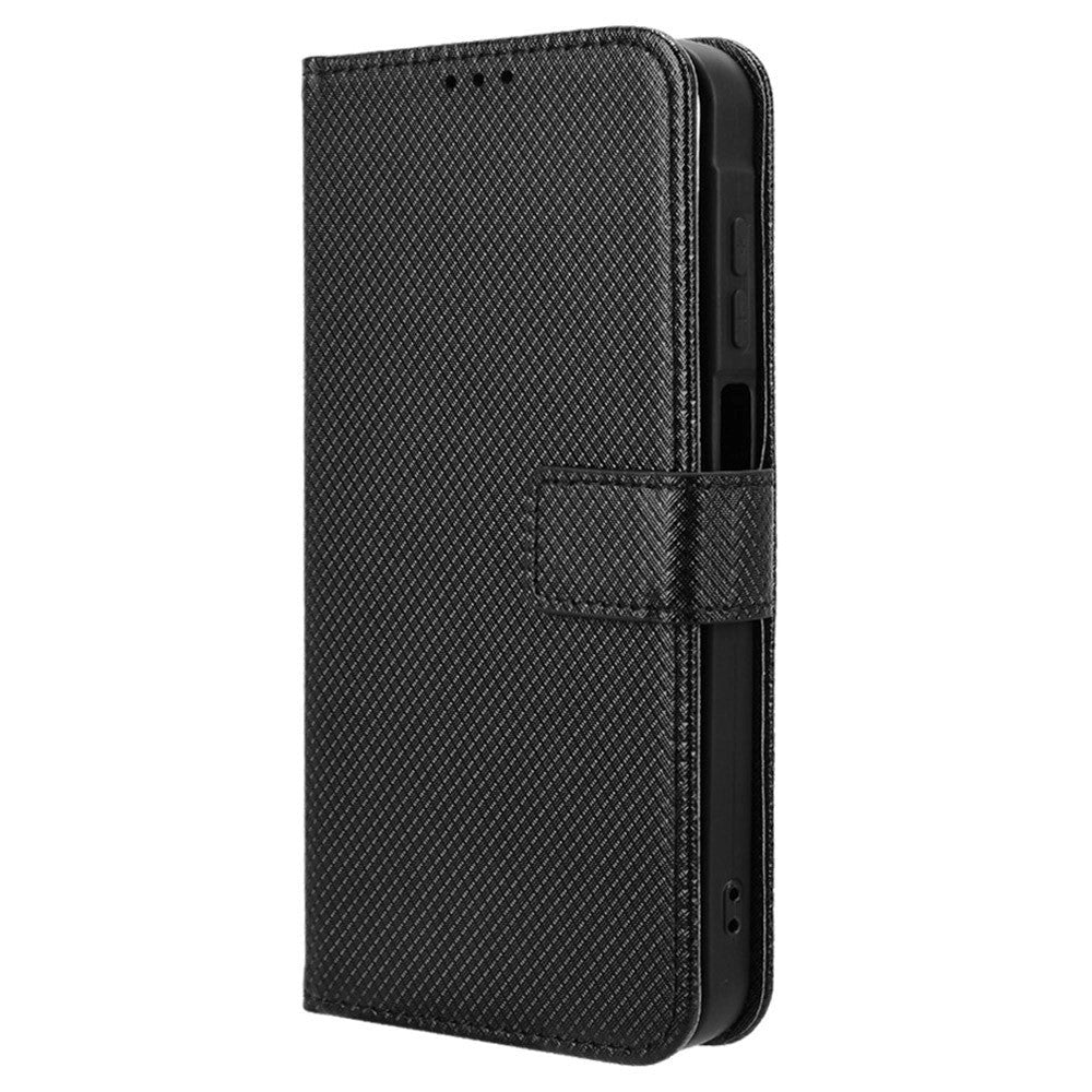 Samsung Galaxy A25 (5G) Leather Flip Case w. Strap & Texture - Black