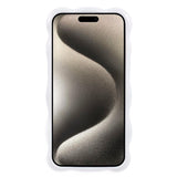 iPhone 15 Pro Flexible Plastic Case w. Wavy Design - White w. Pink Trim