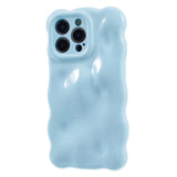 iPhone 15 Pro Flexible Plastic Case w. Wavy Design - Light Blue