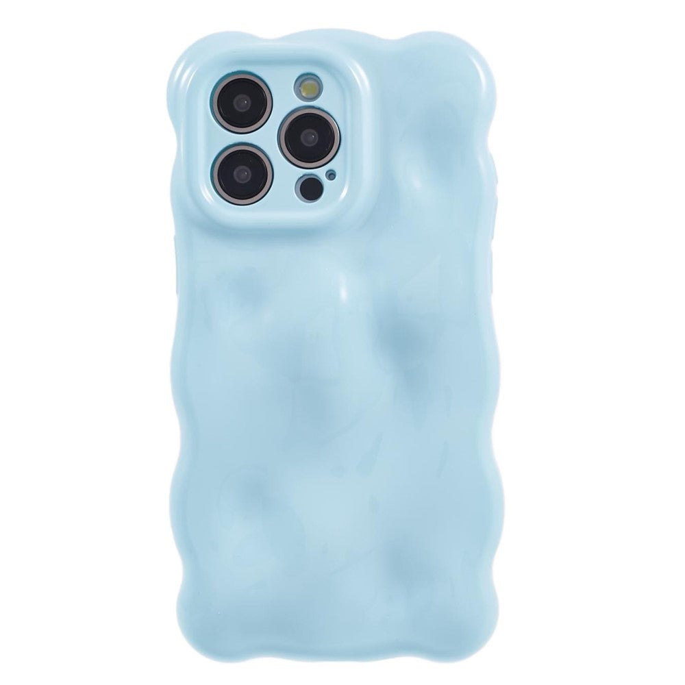 iPhone 15 Pro Flexible Plastic Case w. Wavy Design - Light Blue