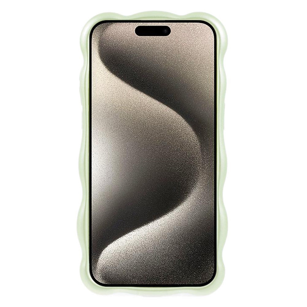 iPhone 15 Pro Flexible Plastic Case w. Wave Design - Light Green