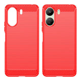 Xiaomi Redmi 13C Brushed Carbon Fiber Flexible Plastic Case - Red