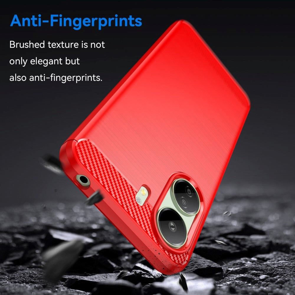 Xiaomi Redmi 13C Brushed Carbon Fiber Flexible Plastic Case - Red