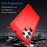 Samsung Galaxy S24 Ultra Brushed Carbon Fiber Flexible Plastic Case - Red