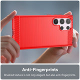 Samsung Galaxy S24 Ultra Brushed Carbon Fiber Flexible Plastic Case - Red