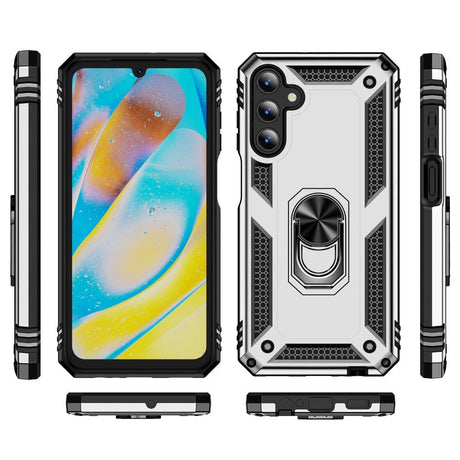 Samsung Galaxy A15 (5G) / A15 Hybrid Tough Case w. Magnetic Kickstand - Silver