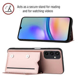 Samsung Galaxy A15 (5G) / A15 Leather Covered Plastic Case w. Wallet & Strap - Rose Gold