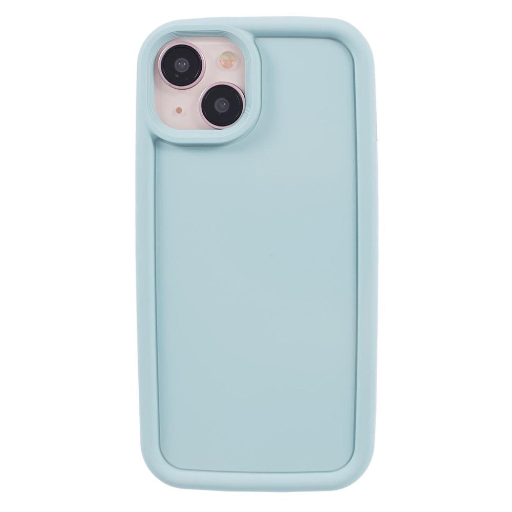 iPhone 15 Flexible Plastic Case w. Raised Edges - Light Blue