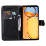 Xiaomi Poco C65 / Redmi 13C Leather Flip Case with Wallet and Strap - Black