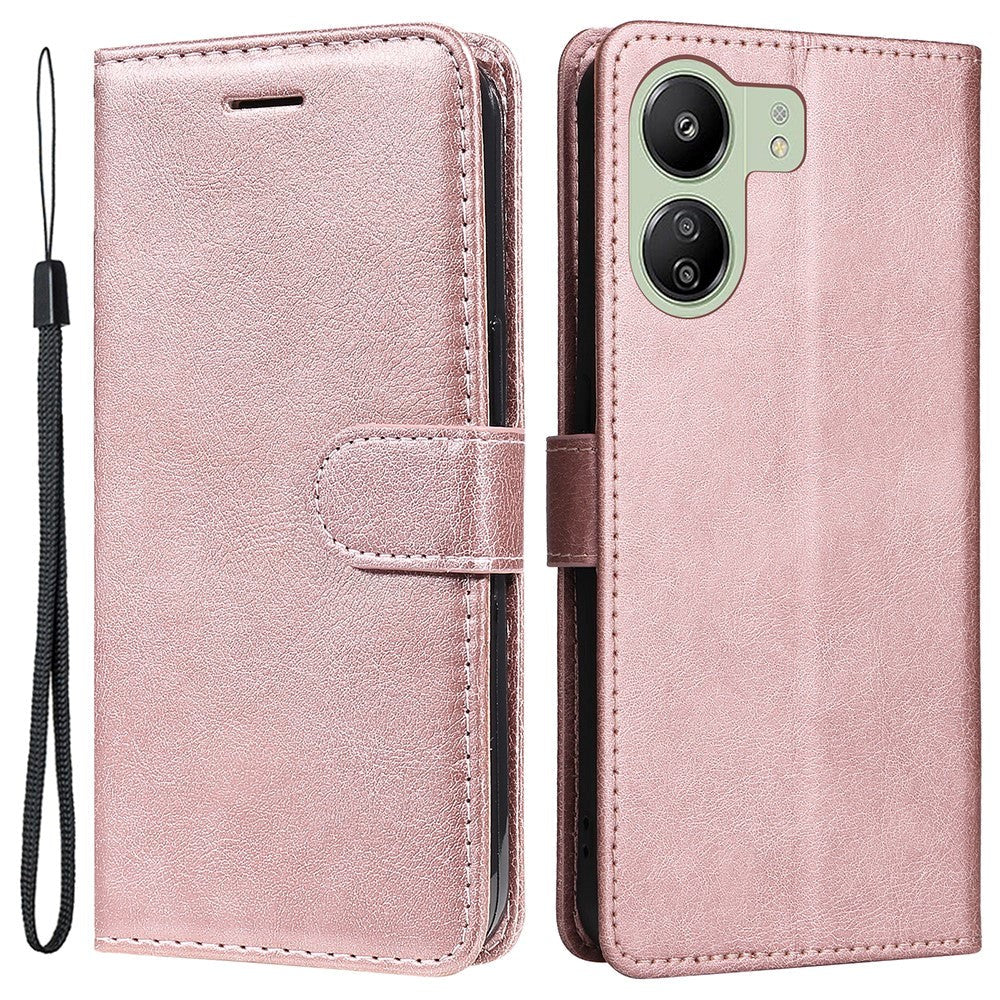 Xiaomi Poco C65 / Redmi 13C Leather Flip Case with Wallet and Strap - Rose Gold