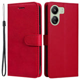 Xiaomi Poco C65 / Redmi 13C Leather Flip Case with Wallet and Strap - Red