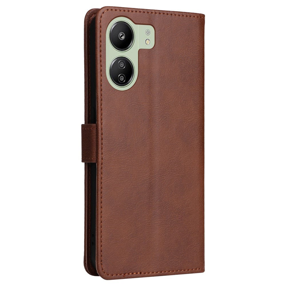 Xiaomi Poco C65 / Redmi 13C Leather Flip Case with Wallet and Strap - Brown