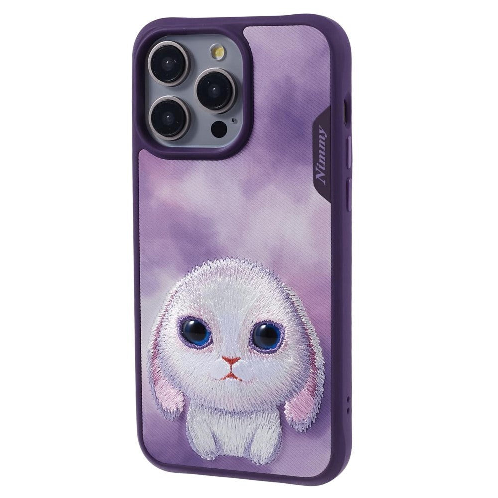 iPhone 15 Pro Hybrid Case w. Animal Motif & Embroidery - Rabbit