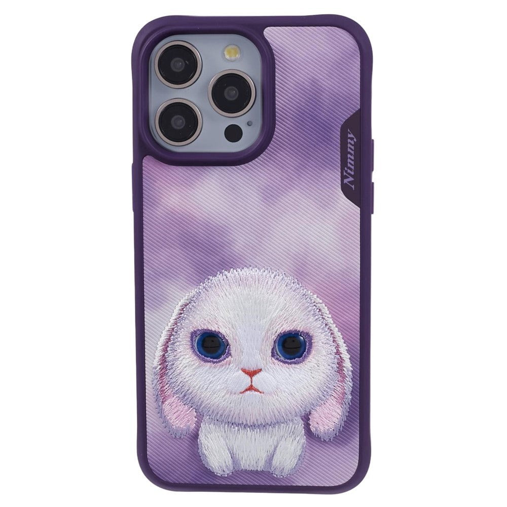 iPhone 15 Pro Hybrid Case w. Animal Motif & Embroidery - Rabbit